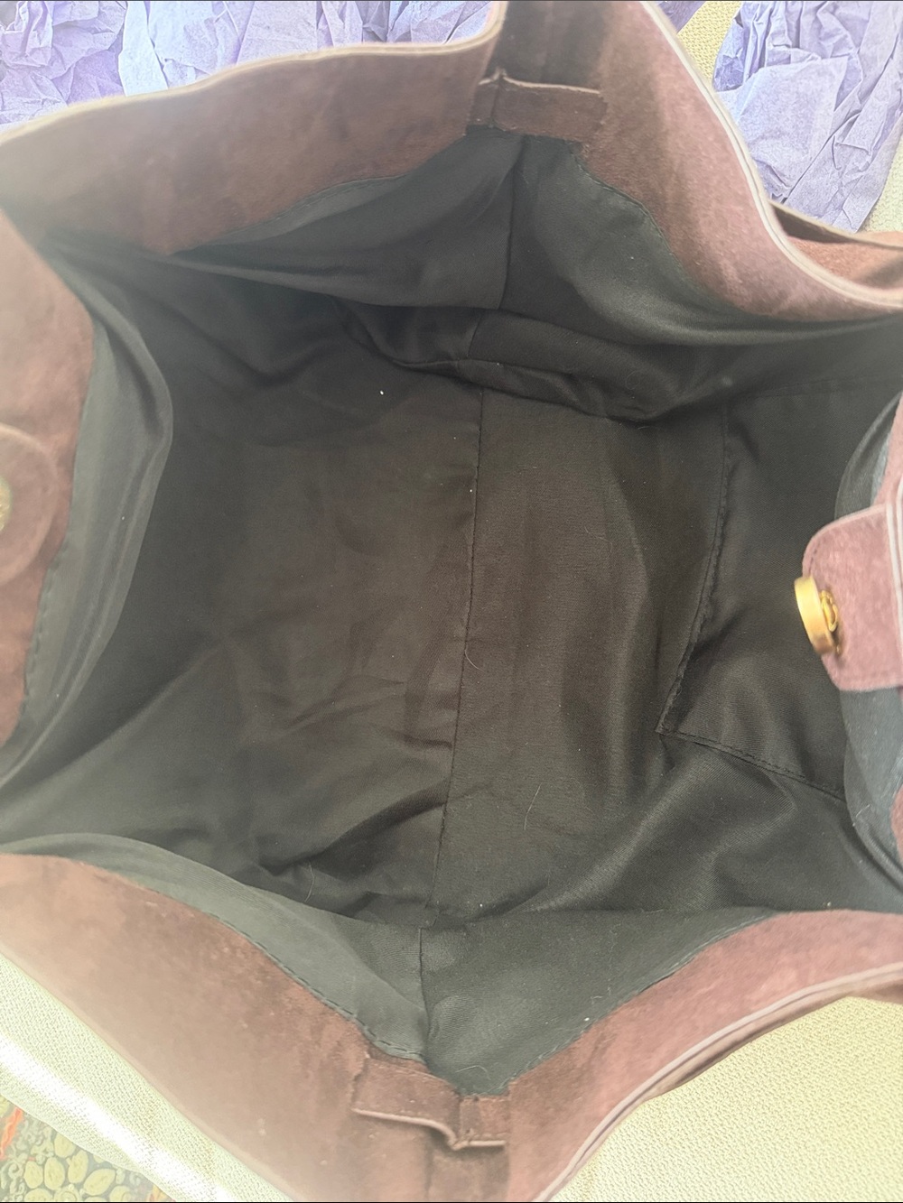 Coffee Brown Casual Women's Faux Suede Tote Bag - Picture 4 of 4